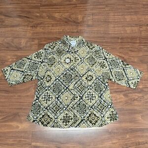 Bon Worth Black and Gold Floral Blouse